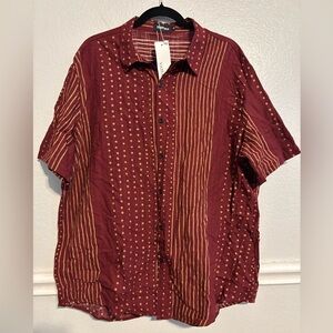 VatPave Men’s maroon print short-sleeve button-up shirt size XL